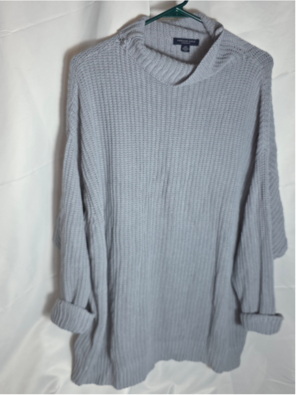 Women's American Eagle Grey Cowl Neck Sweater Size L cottagecore cozy warm fall